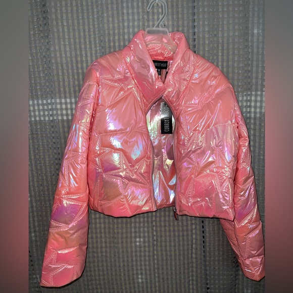 ⭐️ NWT! Current Mood Pink Stars Crop Puffy Jacket - Picture 9 of 13
